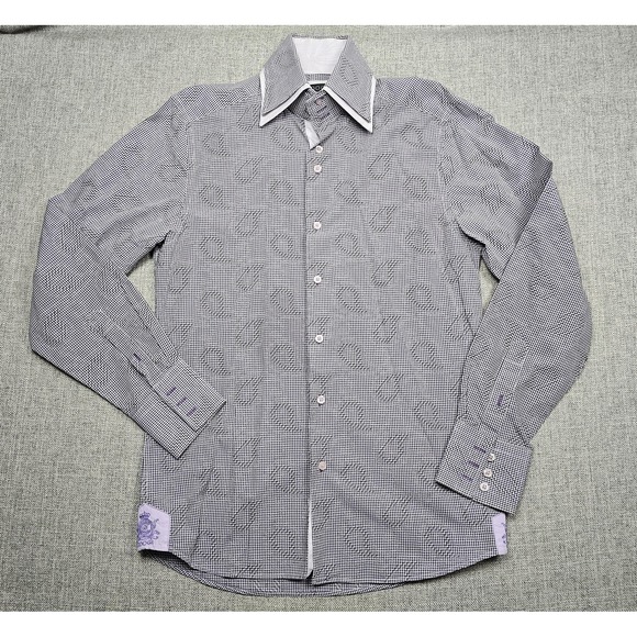 COOGI Other - Coogi Luxe Dress Shirt Mens 15 Black White Gingham Modern Fit Embroidered Crest